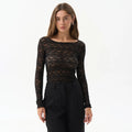 Lace Women'S Tops Hollow Out Basic Casual Elegant Long Sleeve - Norellé