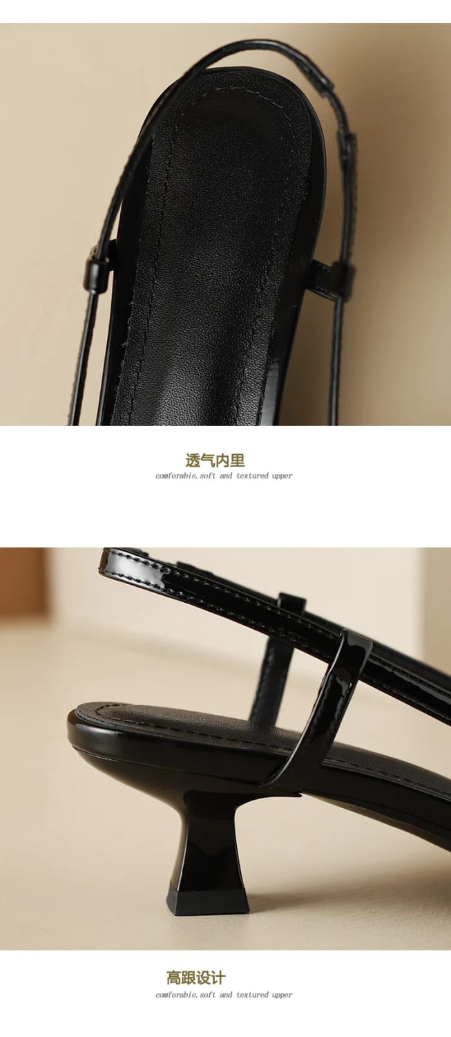 Women’s Patent Leather Slip on Pointed Toe Sandals