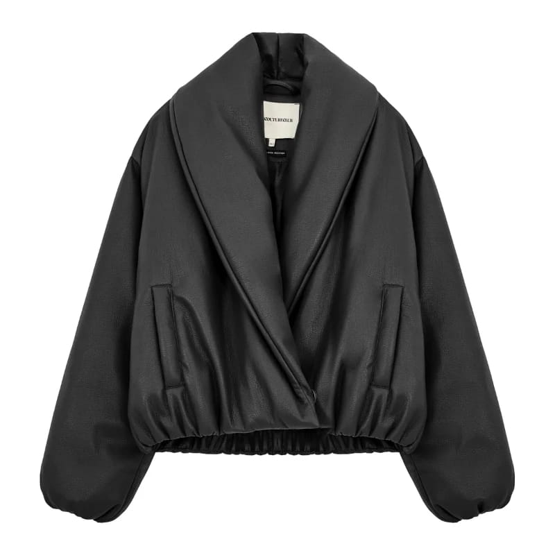 Women’s Solid Leather Cotton Jacket