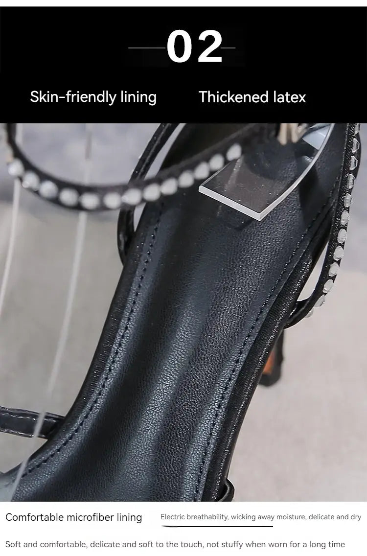 Women’s High-heeled Sandals with Rhinestones