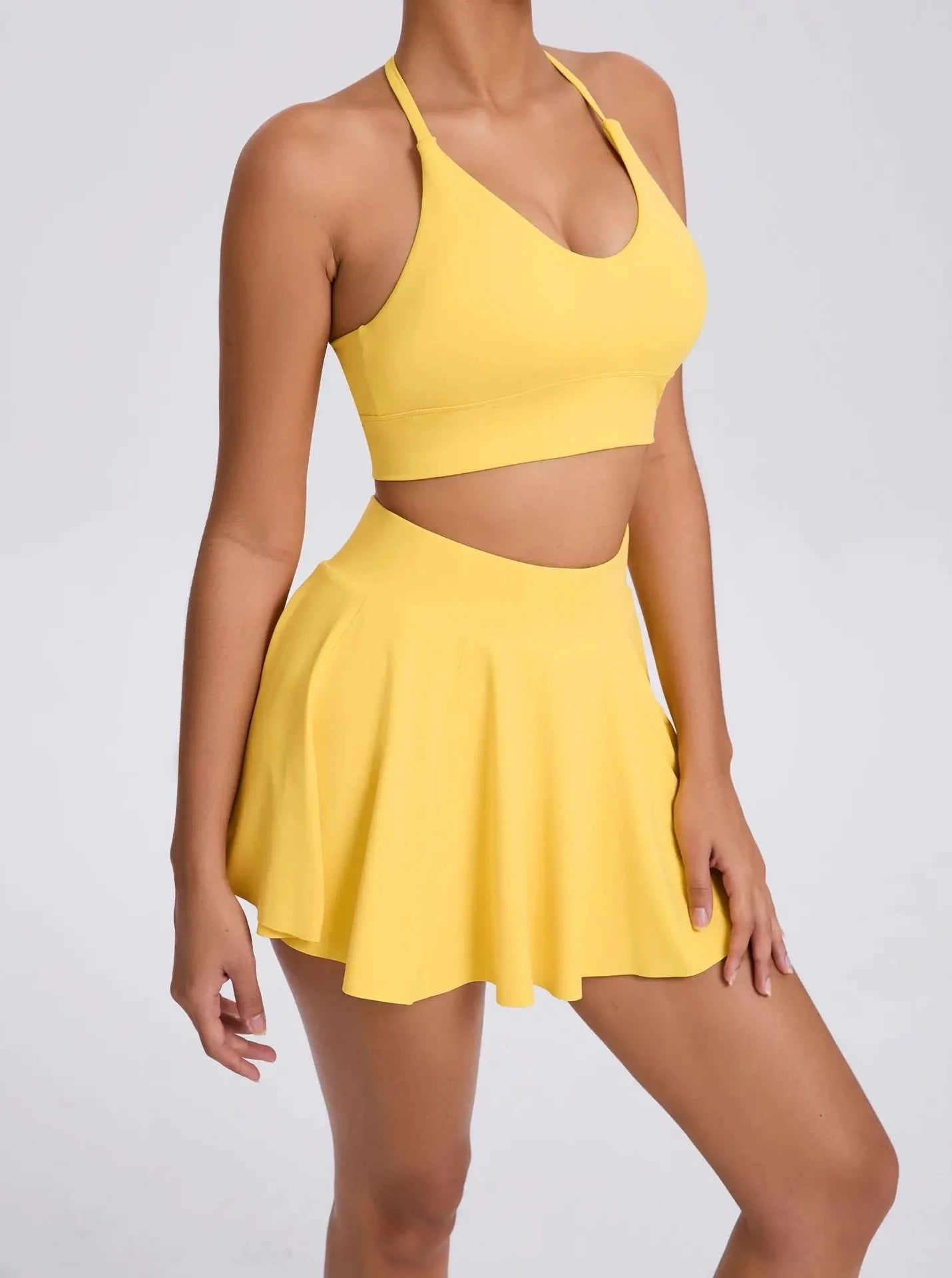 Yoga Set Casual Outdoor Bra Tennis Short Skirt