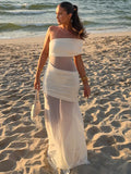One Shoulder Mesh Maxi Dress Women Off-shoulder Strapless Sleeveless Backless - Norellé