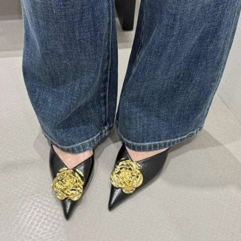 Women Flats Slippers Pointed Toe Elegant Mules