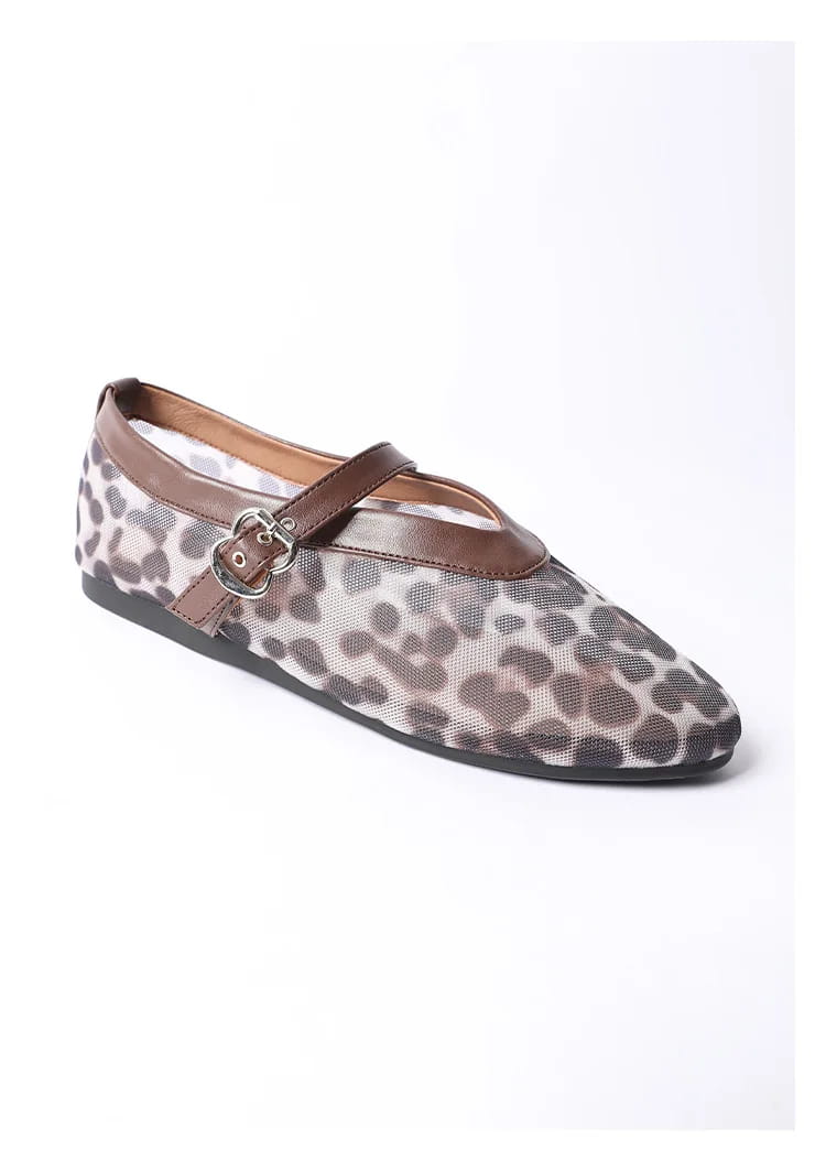 Women Leopard Mesh Breathable Flats Shoes