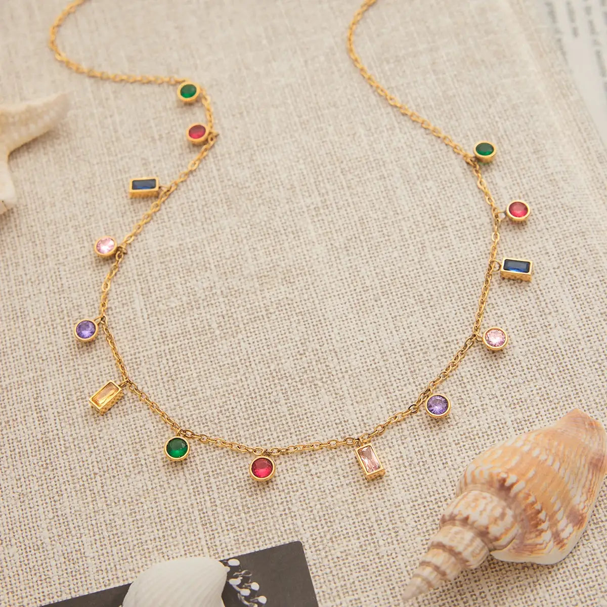 Stainless Steel Dopamine Delight Neck Rhinestone Pendant Necklace