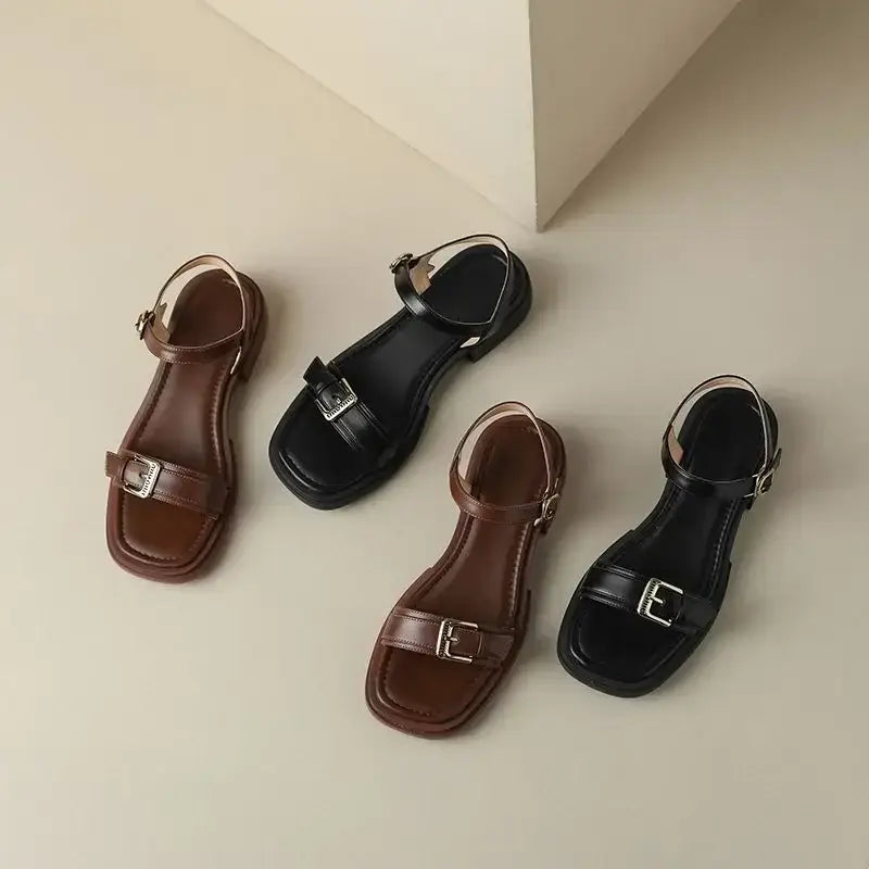 Flat Leather Sandals For Woman