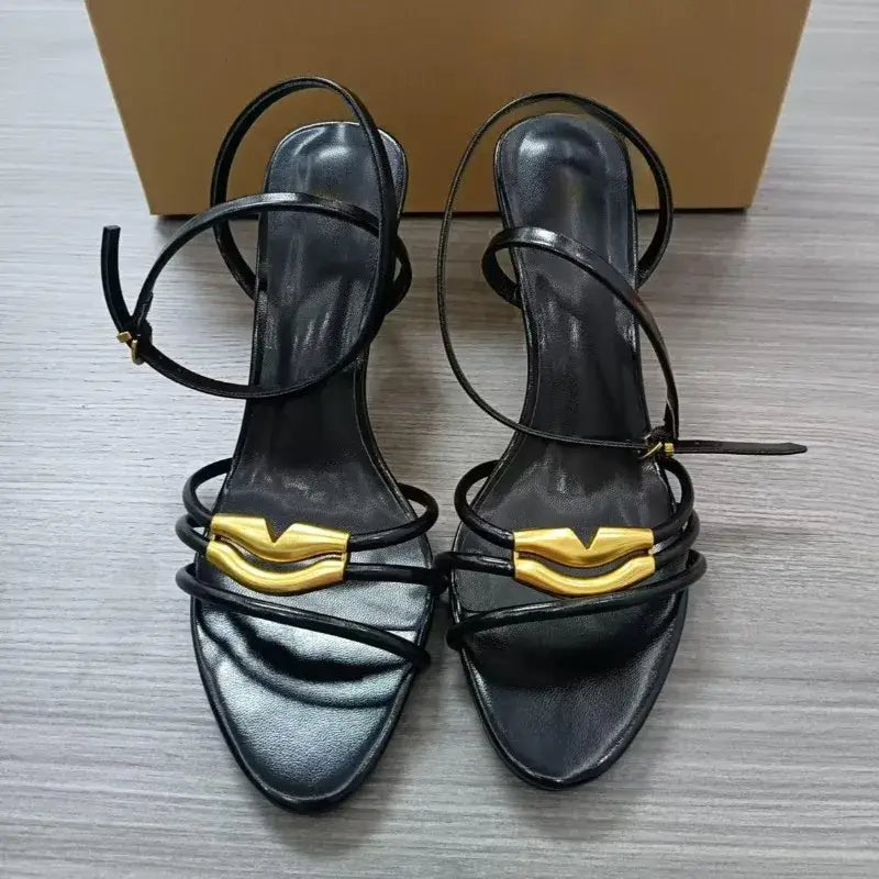 Golden High Heels Women Sandals