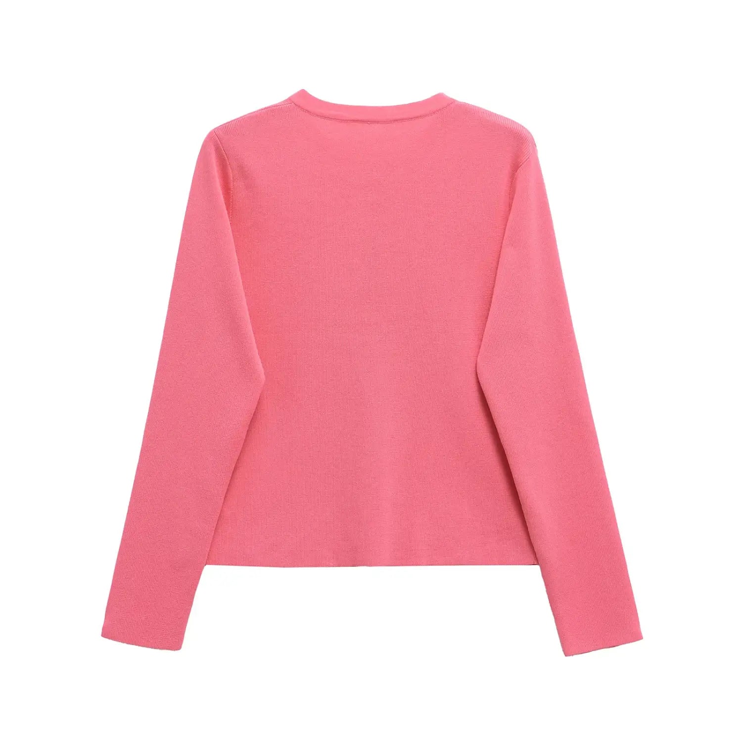 Women’s Long Sleeve Round Neck Flat Needle Knitted Jacket