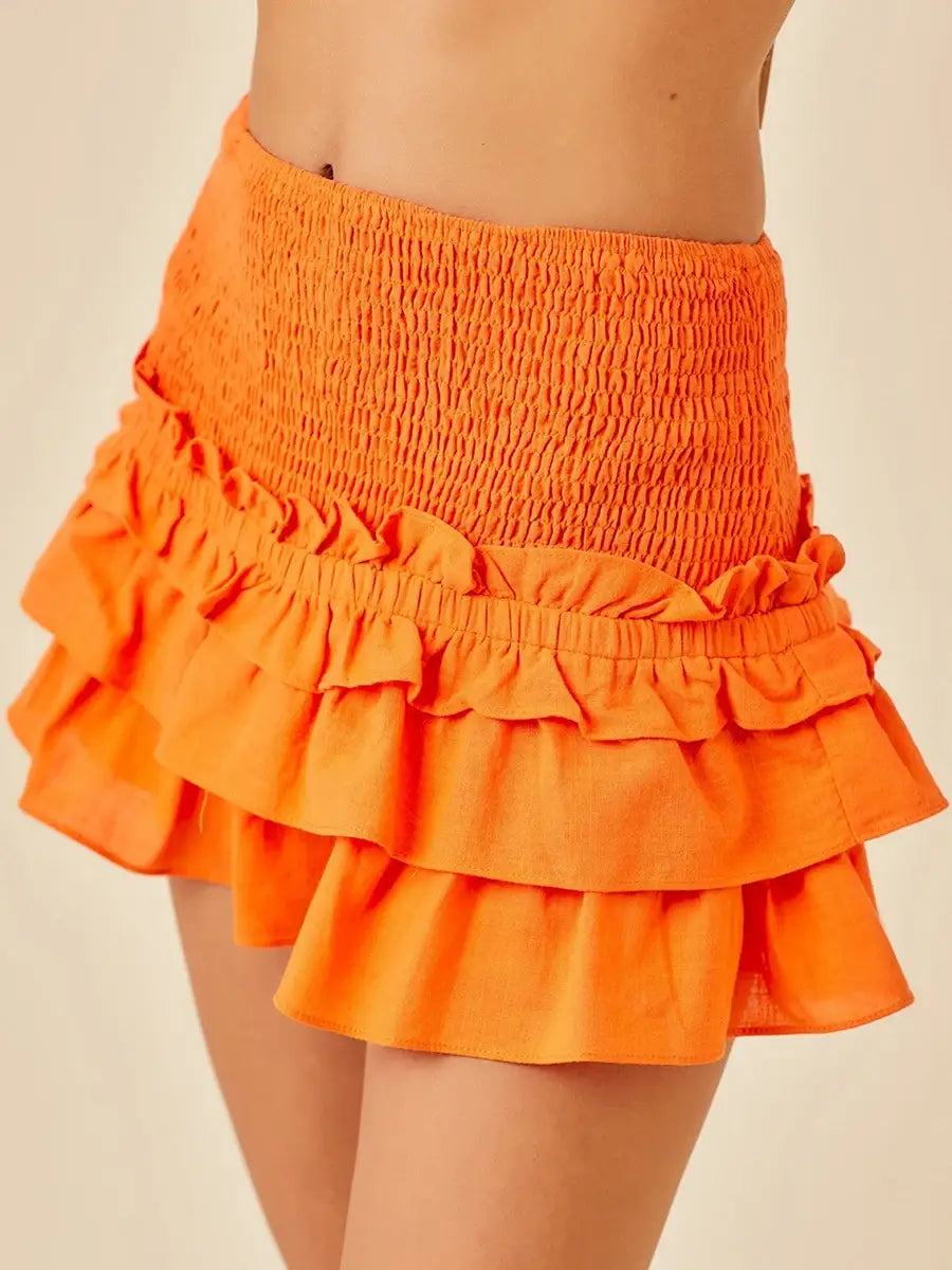 Tiered Ruffled Short Skirt