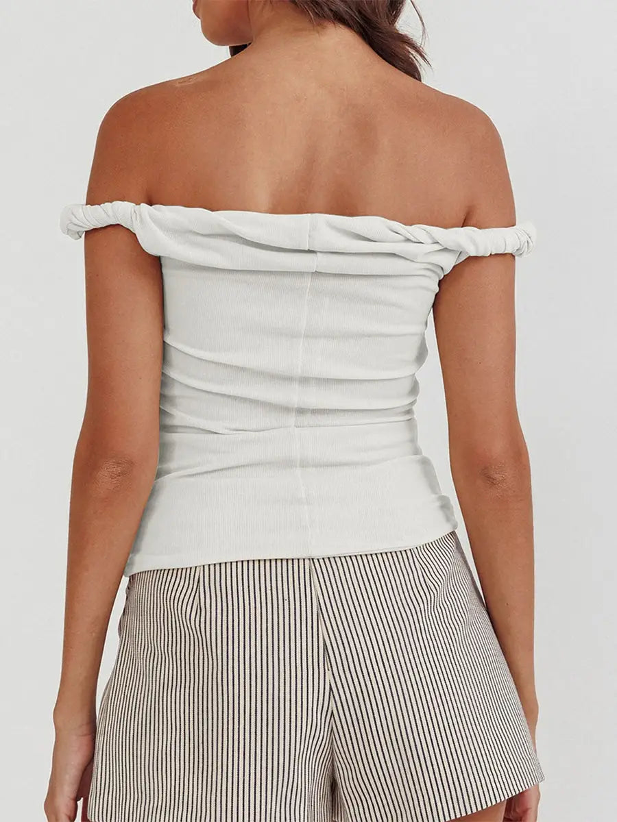 Women Off Shoulder Top Sleeveless Twist Strap Tank