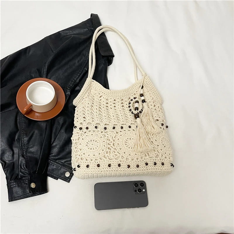 Weave Handbag Large Capacity Shoulder Bag Hollow out Tote