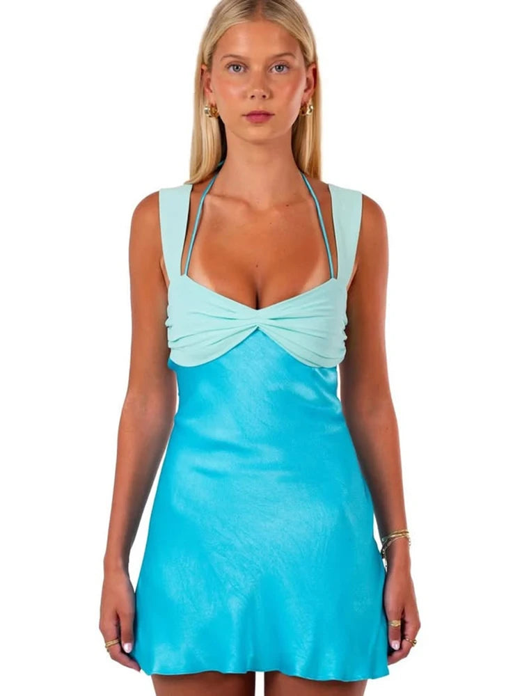 Sleeveless Mini Dress For Women Robe Satin - Norellé