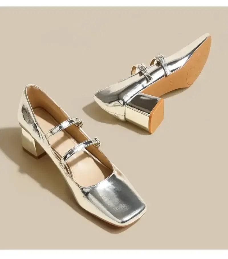 Square Toe Solid PU Women’s High Heels