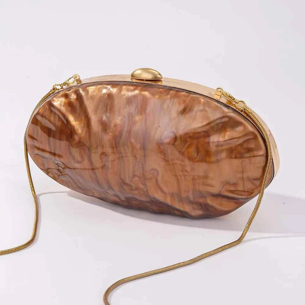 Luxury Shell Clutch Bag Acrylic Pearl White Frame Purse