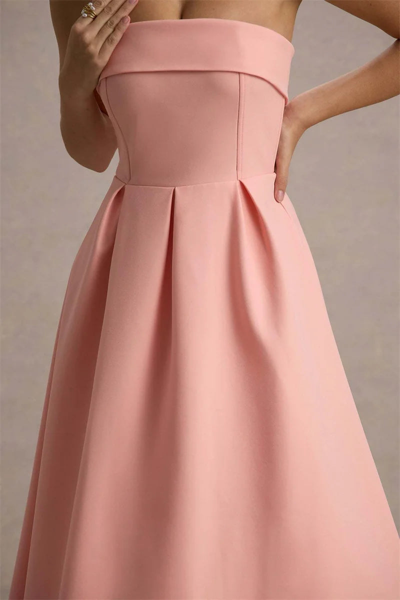 Off-shoulder Strapless Midi Dress Women