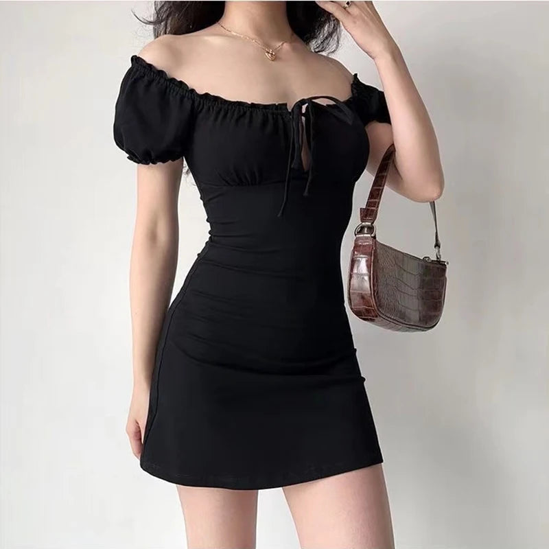 Mini Dress Women Short Sleeved Lace up Hollow Casual - Norellé