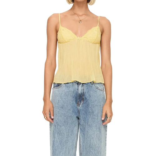 Pleated Babydoll Camisoles Front Mini Bow Decor - Norellé