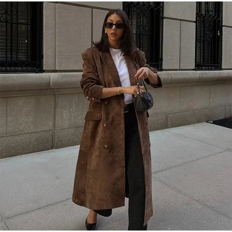 Chic Lapel Double Breasted Lady Oversize Jacket