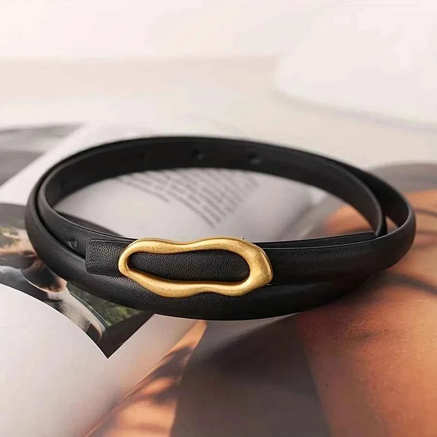 Retro Gold Buckle Genuine Leather Belt for Women