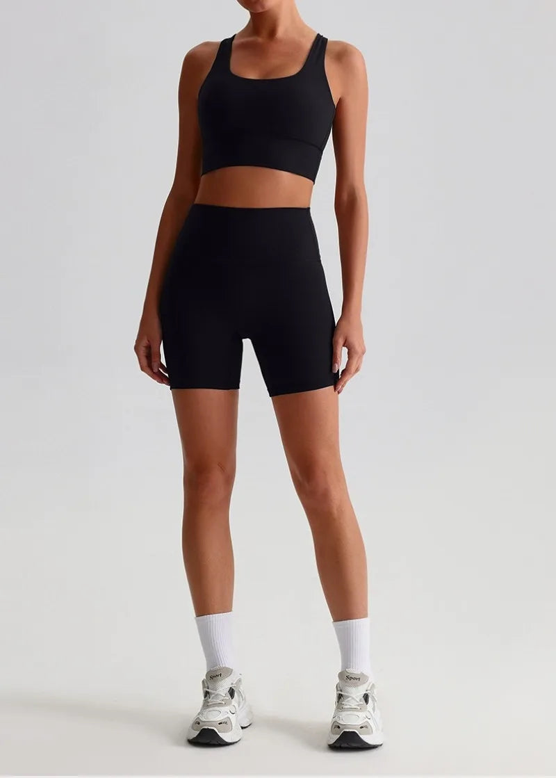 Women’s Seamless Yoga Set - Quick-Dry Naked Feel Backless Bra Booty-Lifting Shorts