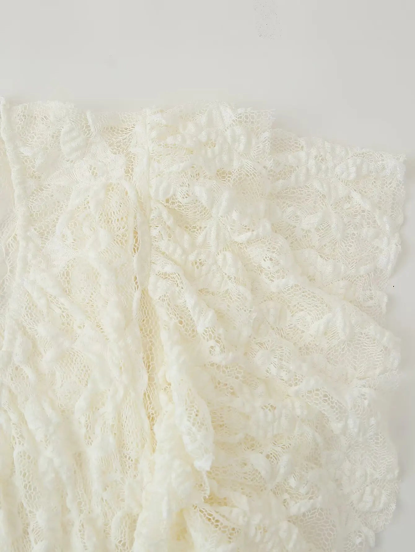 Women Bow Layered Lace Shirt Hollow V-neck