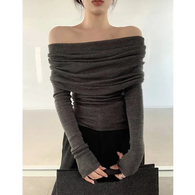 Long Sleeve Off-shoulder Women Sweater