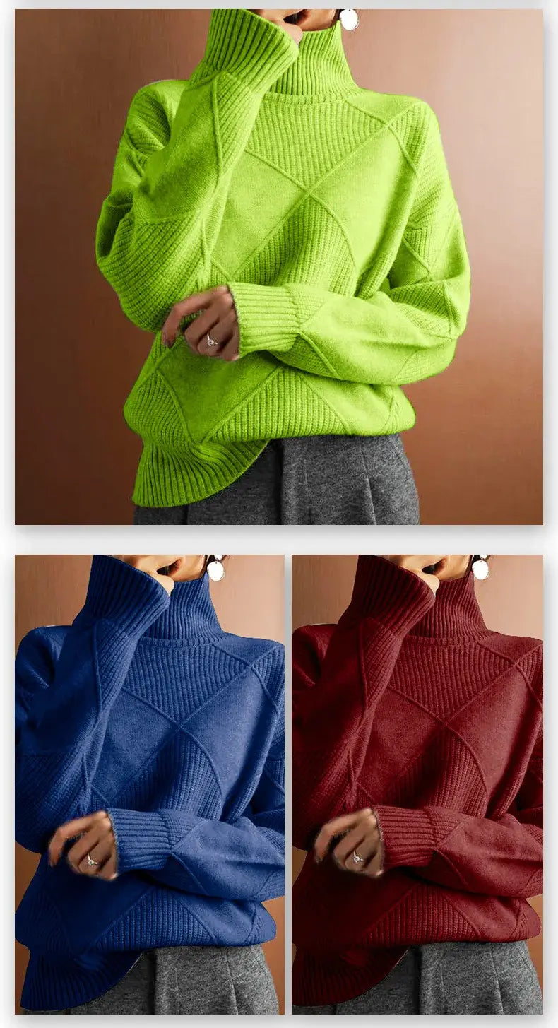 Women’s Solid Color Loose Pullover Knitted Sweater
