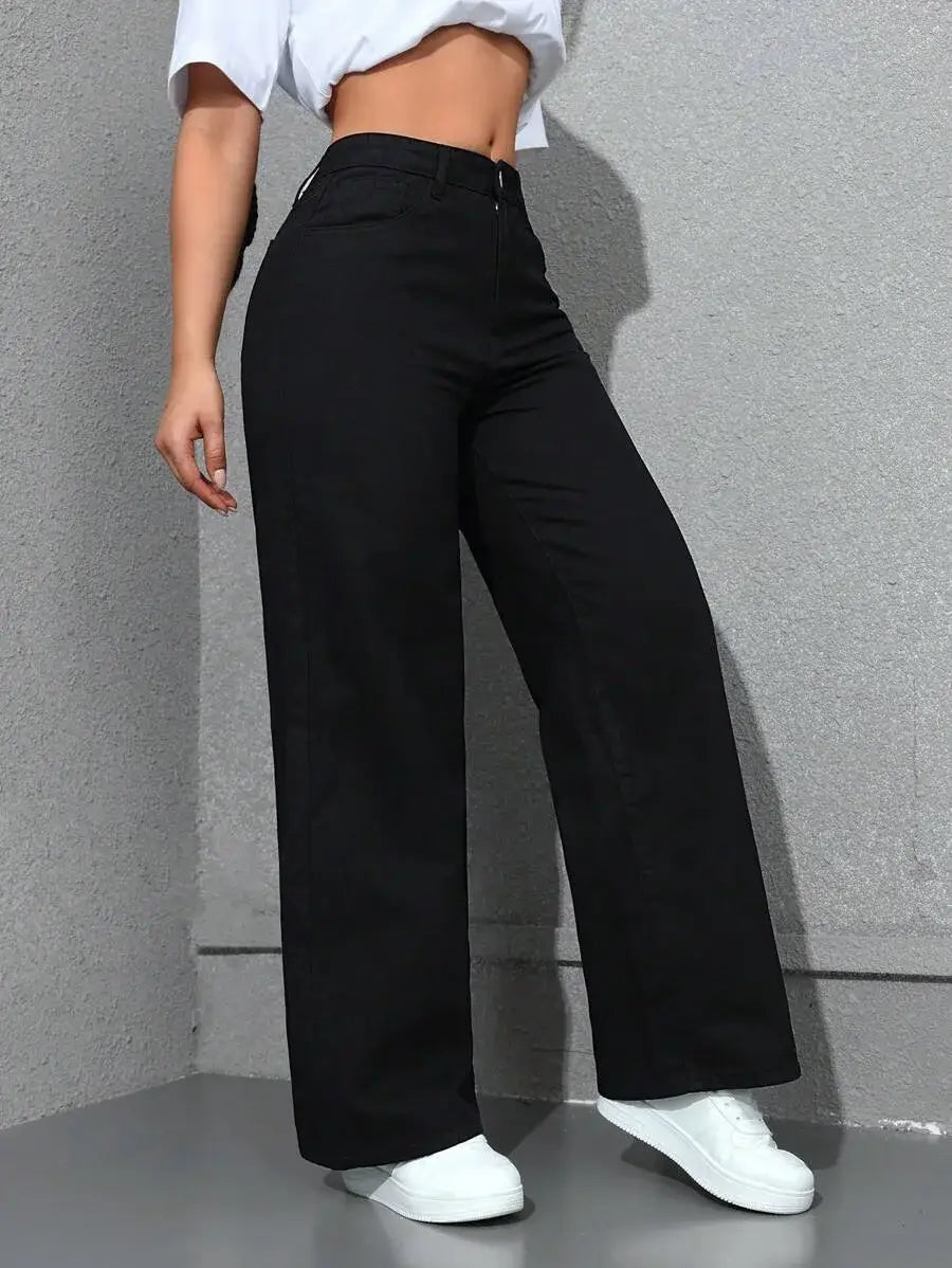 Wide Leg Pants Jeans Women Vintage Denims High Waist