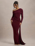 Skew Collar Long Sleeve Sexy Maxi Dress For Women Gown - Norellé