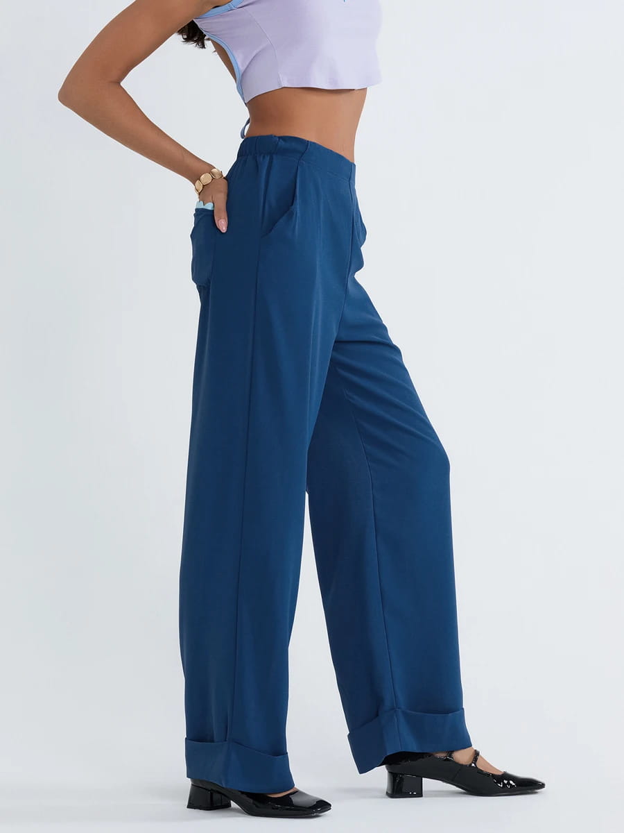 Striped Print Loose Pants Women High Waist Wide Leg Trousers