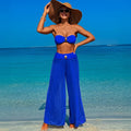 Bandeau Bikini Set Women Khaki Patchwork Front Metal High Waist Mesh Panties 3 Piece - Norellé