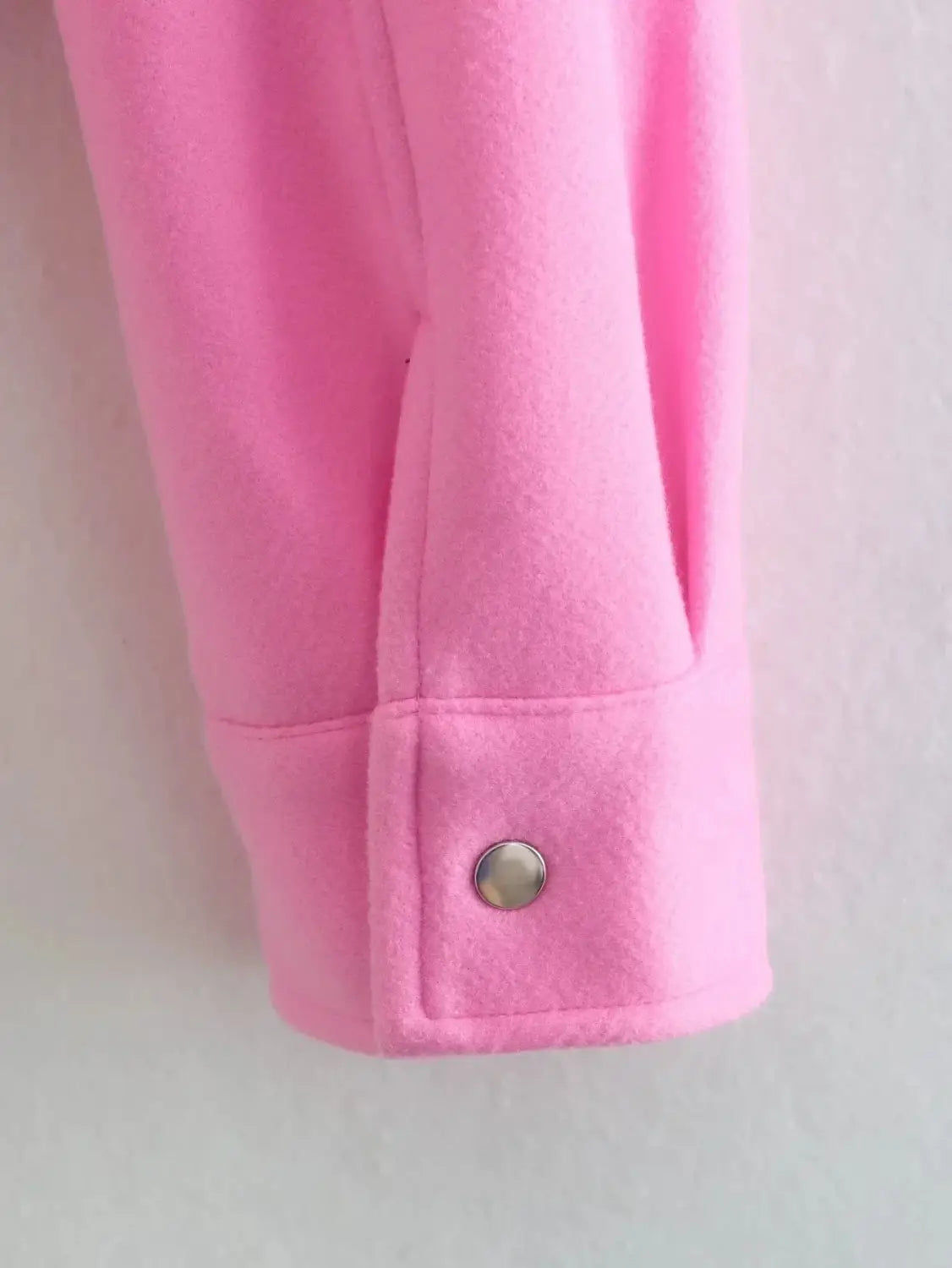 Solid Front Pockets Button Long Sleeve Jacket