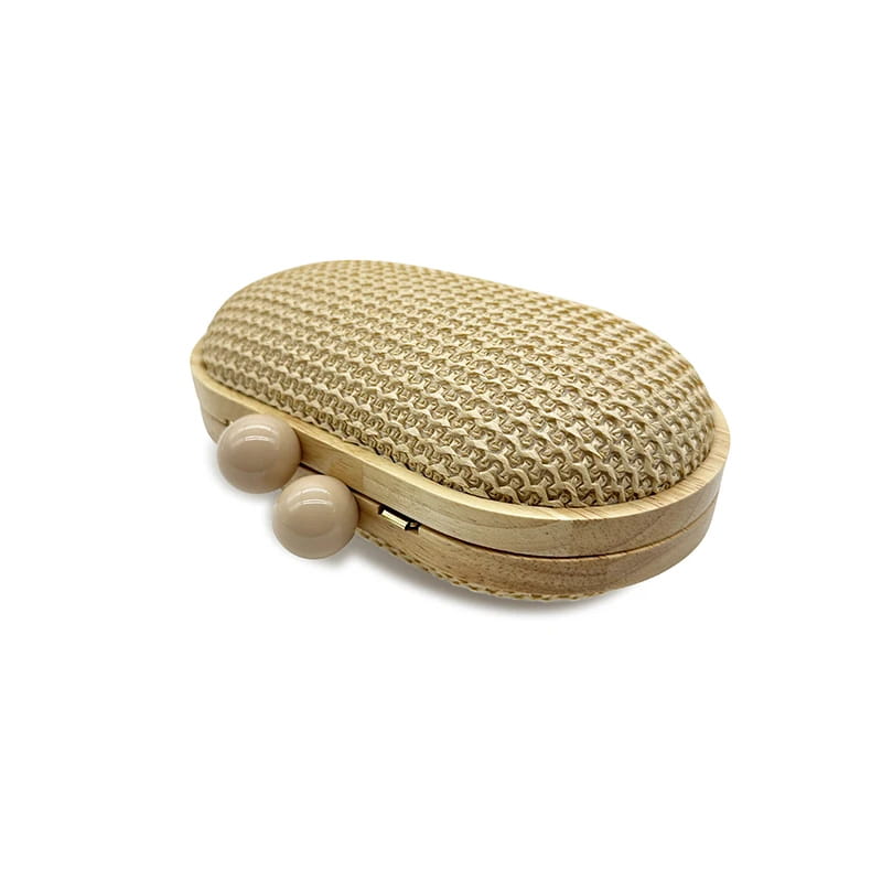 Oval PP Straw Clutch Bag for Women