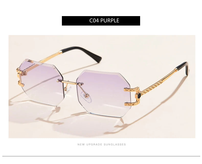 2pcs Women Rimless Polygon Sunglasses