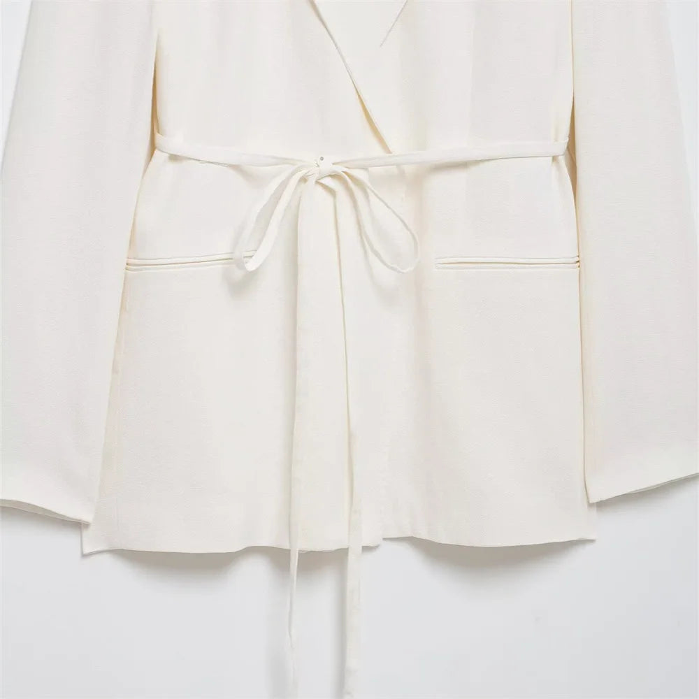 Women’s Casual Retro Linen Blend Suit Jacket&Pants Set