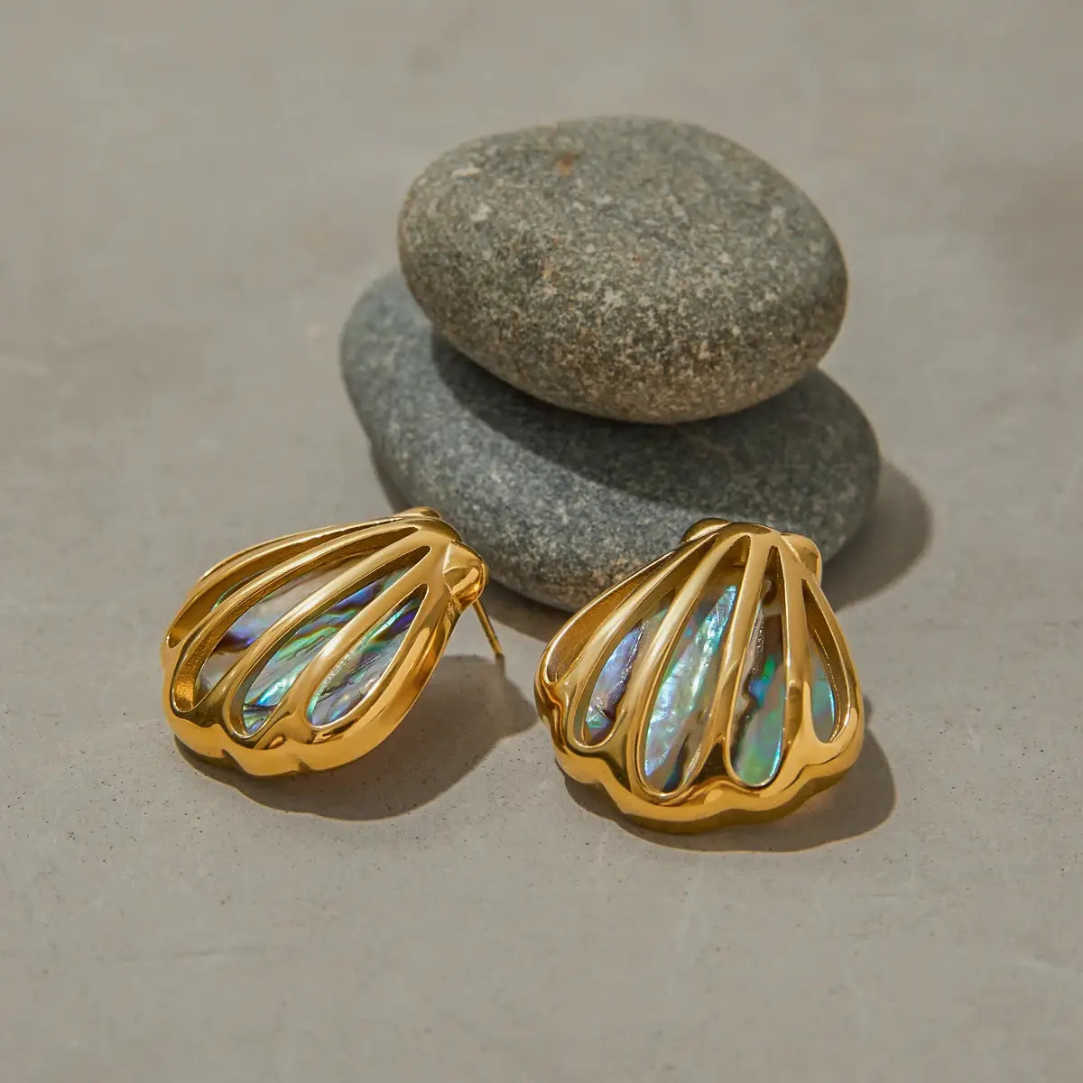 Ocean Shell Colored Abalone Earrings Stainless Steel