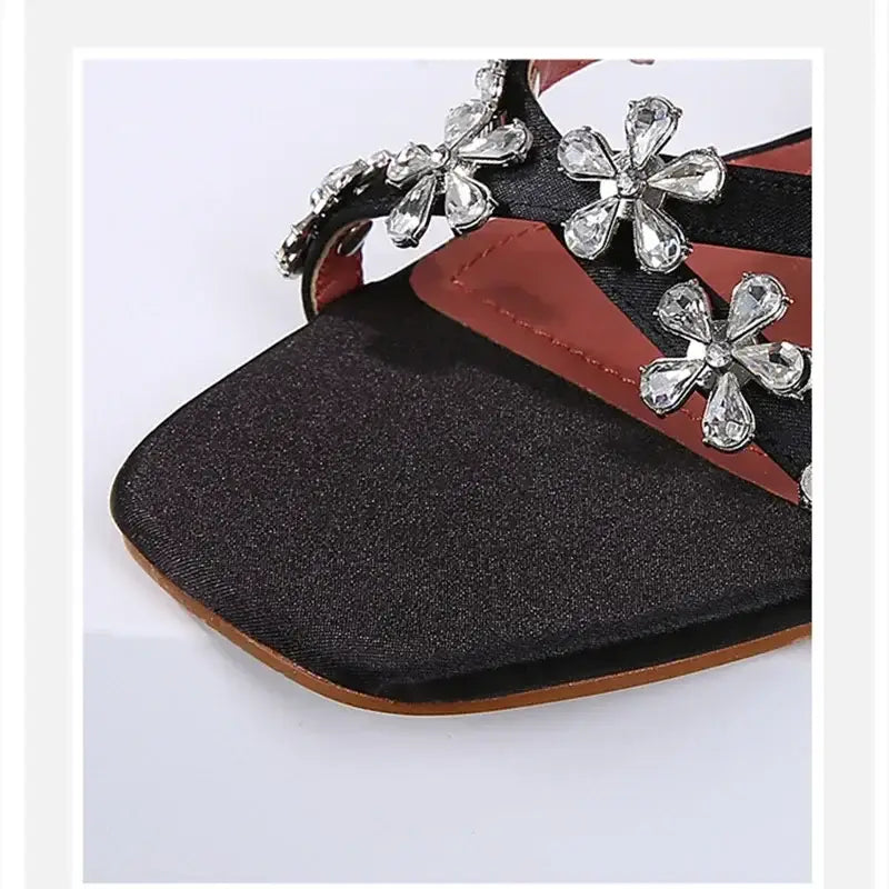 Shiny Crystal Flowers Decorative Women’s Sandals