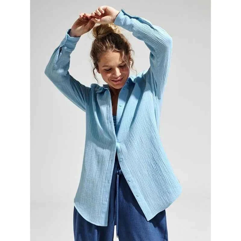 100% Cotton Solid White Shirt For Women