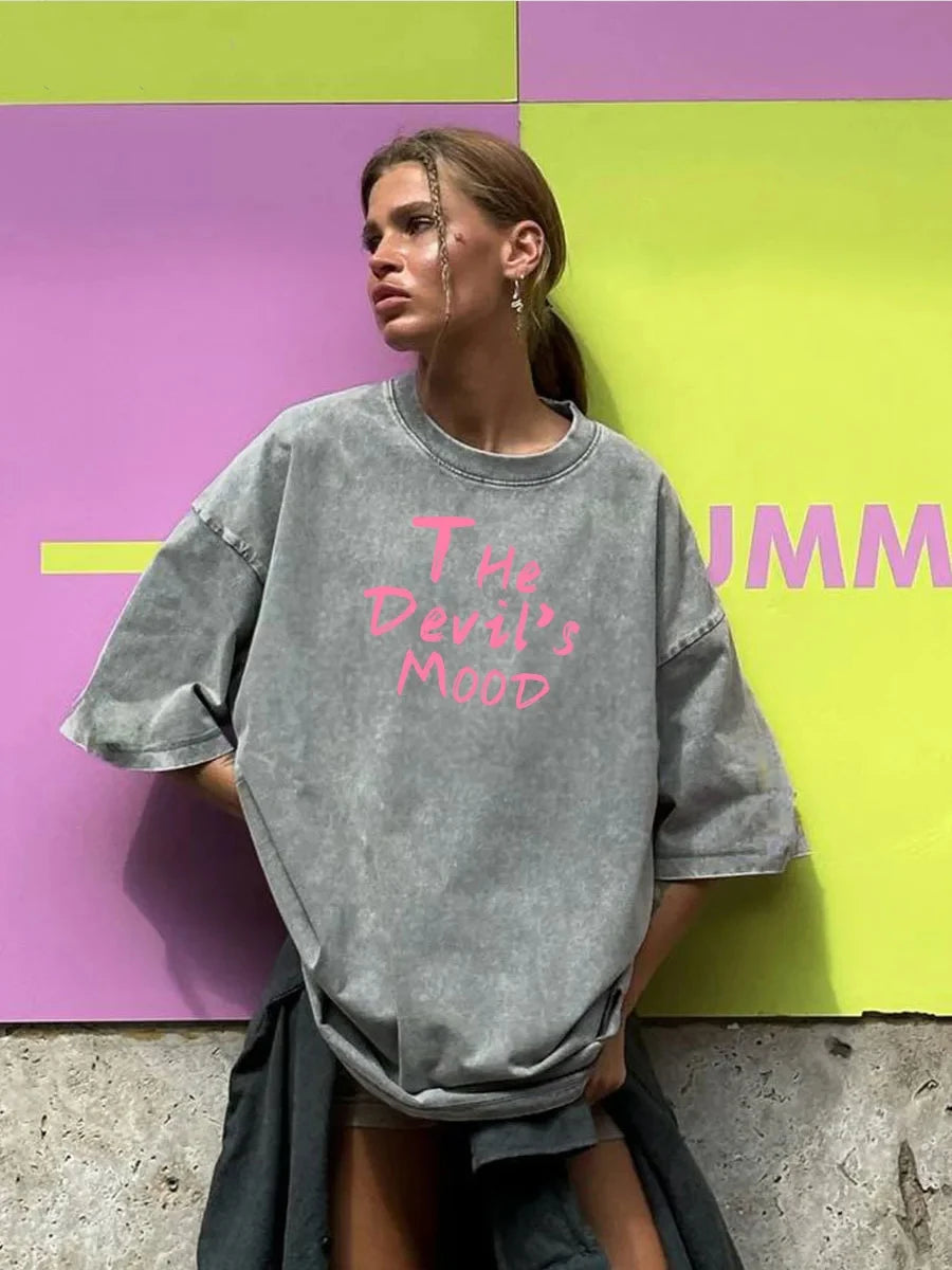 Fashion Womans Cotton Washed T-shirts