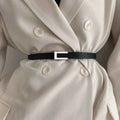 Women Thin Belt Black Gold Silver Metal Buckle Belt