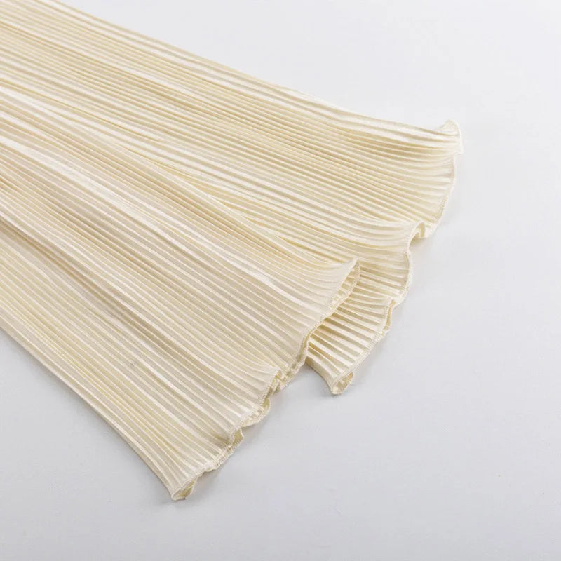 Women Pleated Plain Shirts Spring Fall Chic Long Flare Sleeve V- Neck Tie Up Cardigans Top