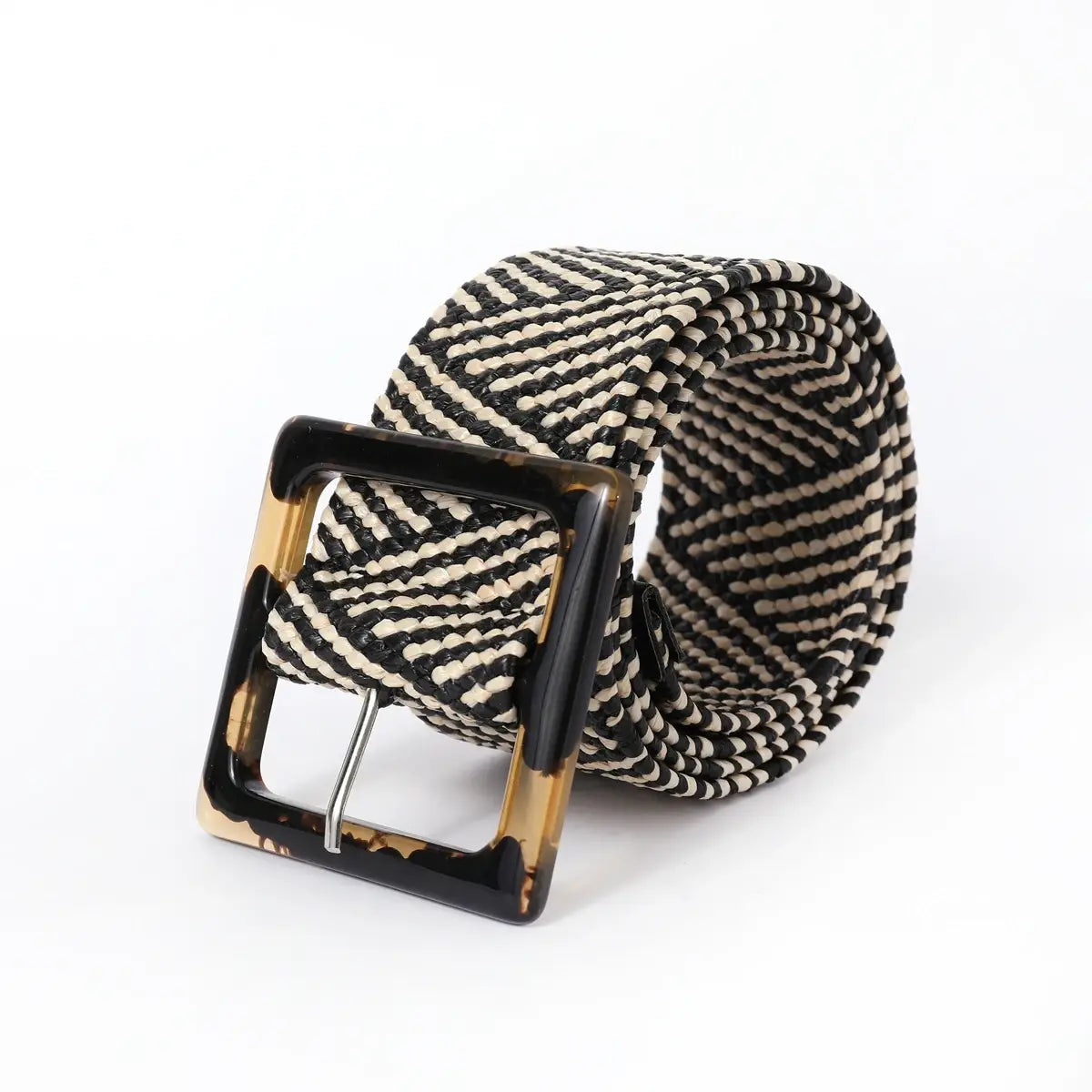 Woven Bohemian Style Square Buckle Wide Women Belt