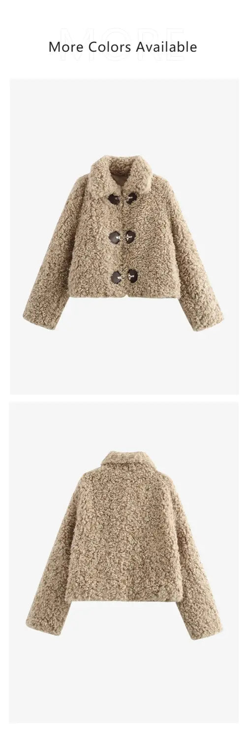 Women’s Jacket with Collar Long Sleeve Rope Buckle Warm and Windproof