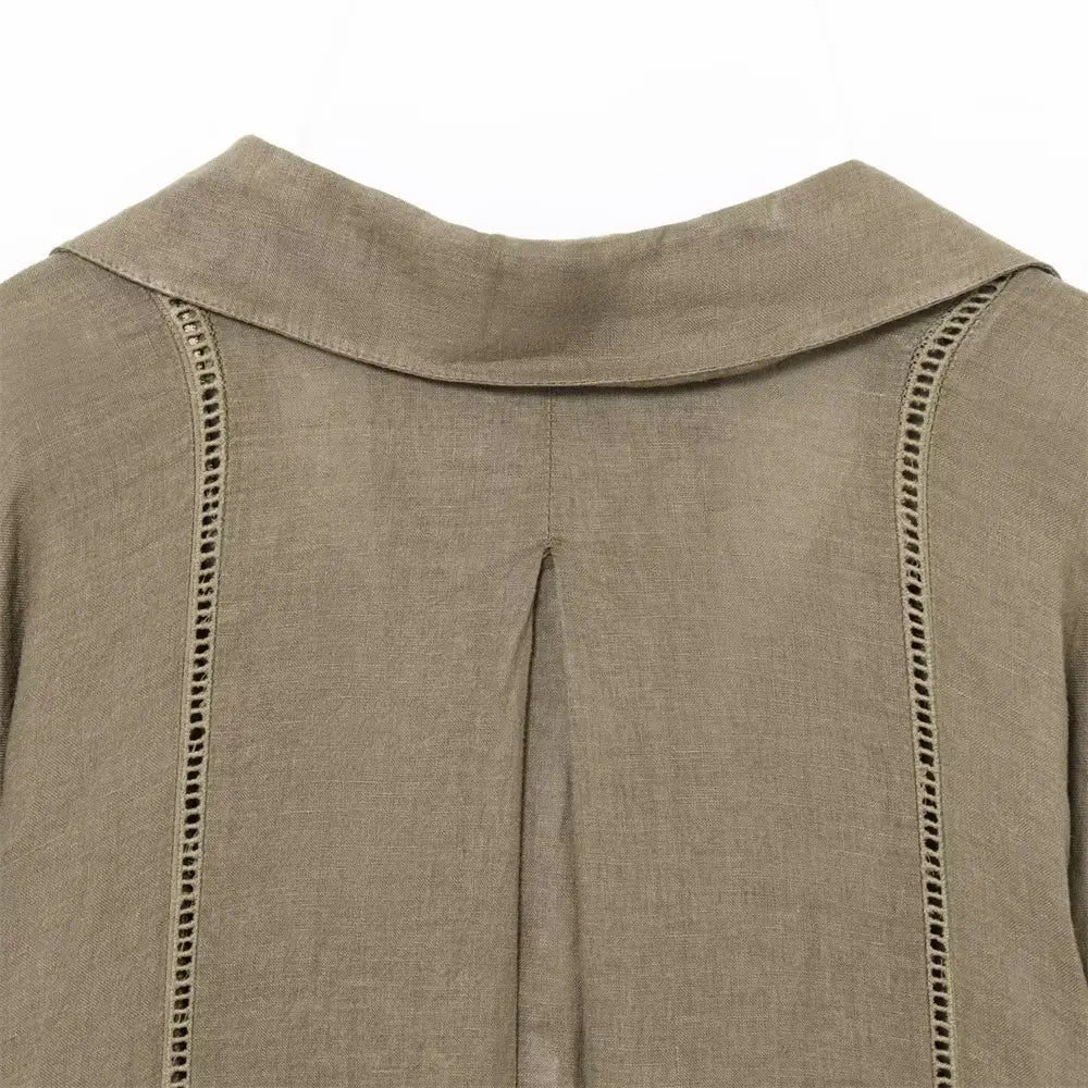 Women’s Long Sleeved V-neck Shirt Mid Waist Wide Leg Pants