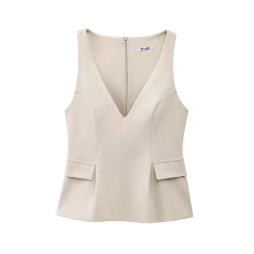 Women Solid Skirt Hem Tops Spring Summer Fashion Chic Sleeveless - Norellé