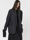 Women's Casual Striped Pocket Decoration Double breasted Loose Jacket - Norellé