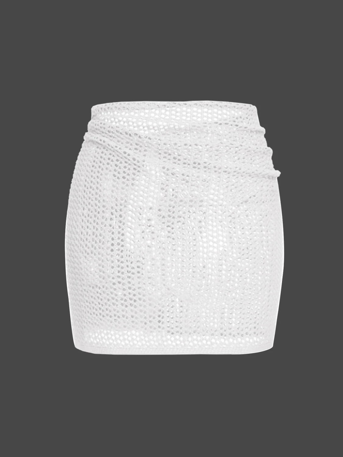 Women’s Knitted Short Skirt with Hollow Straps and Slit Beach Cover Up