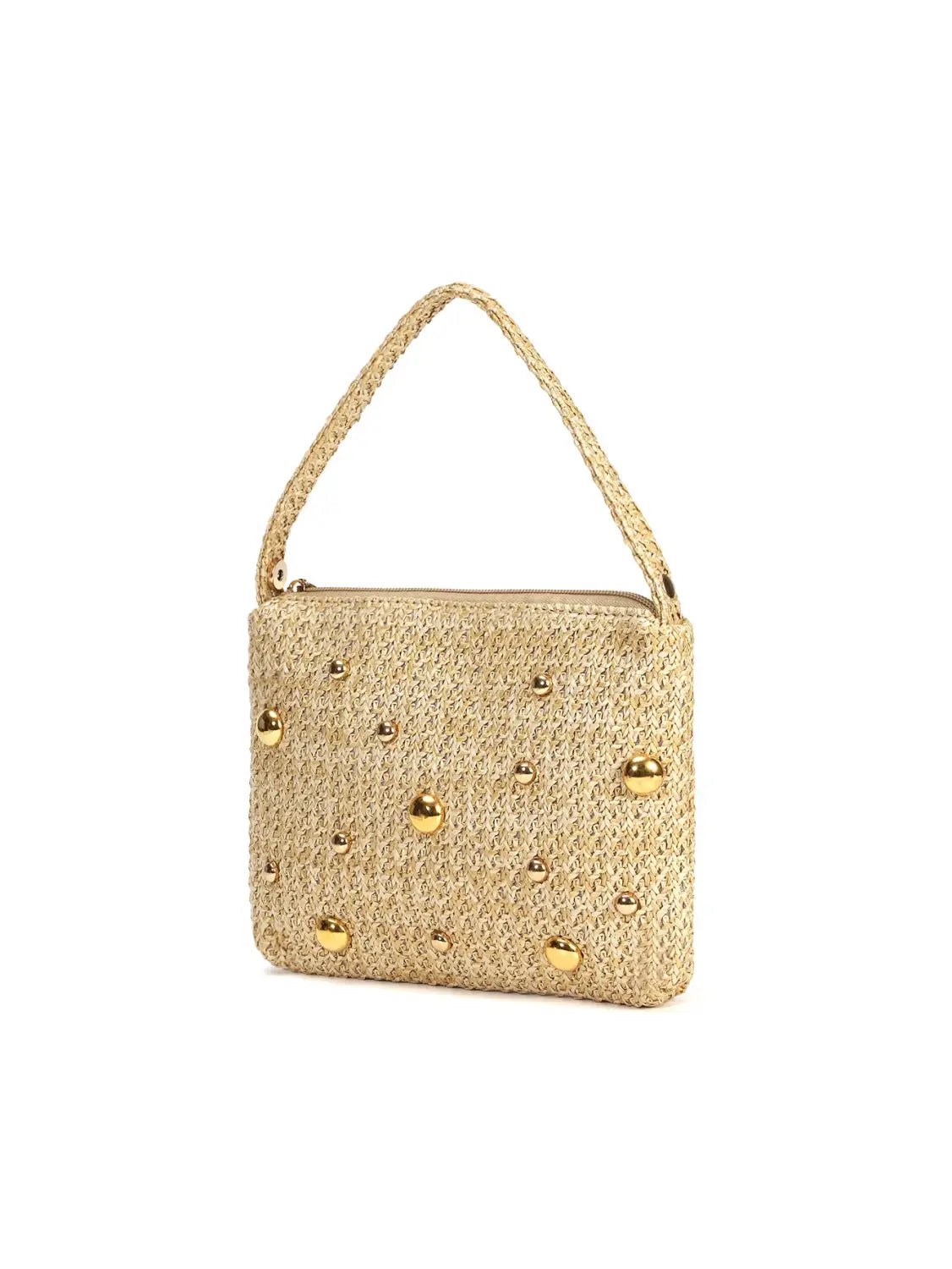 Woven Handbags Summer Metal Round Handle Straw Bag
