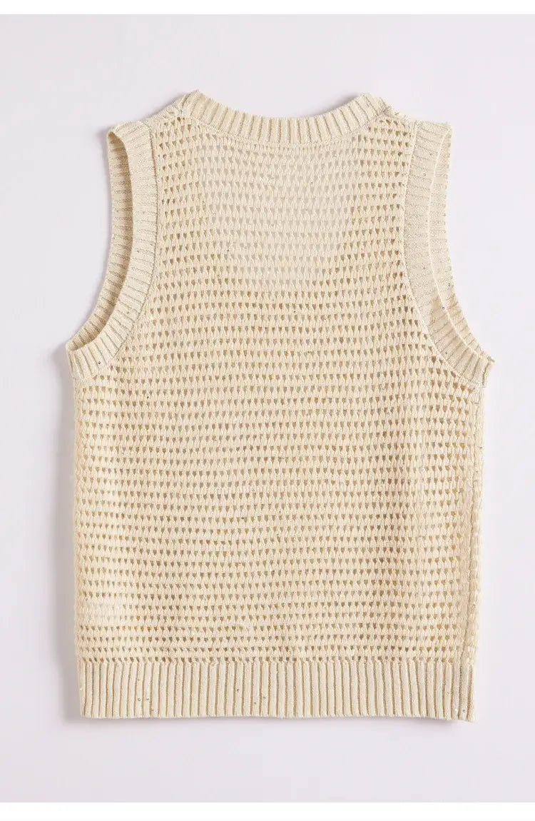 Hollow Linen Knitted Tank Top