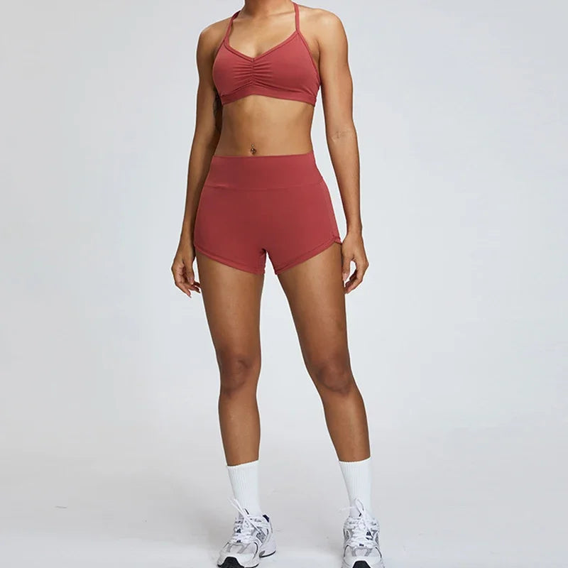 Treningsdrakt Dame Yogadrakt Sportsklær Treningstøy Dame Joggesko Løping Yogaklær Sports-BH Fitness shorts 